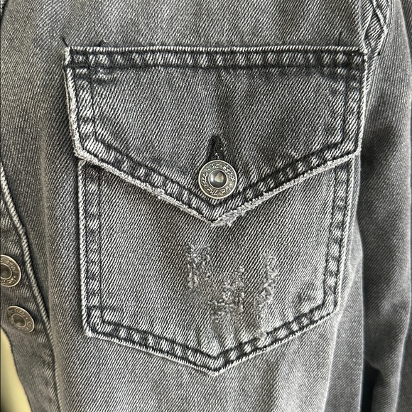 Free People Charcoal Denim Jacket oversized - Picture 5 of 11